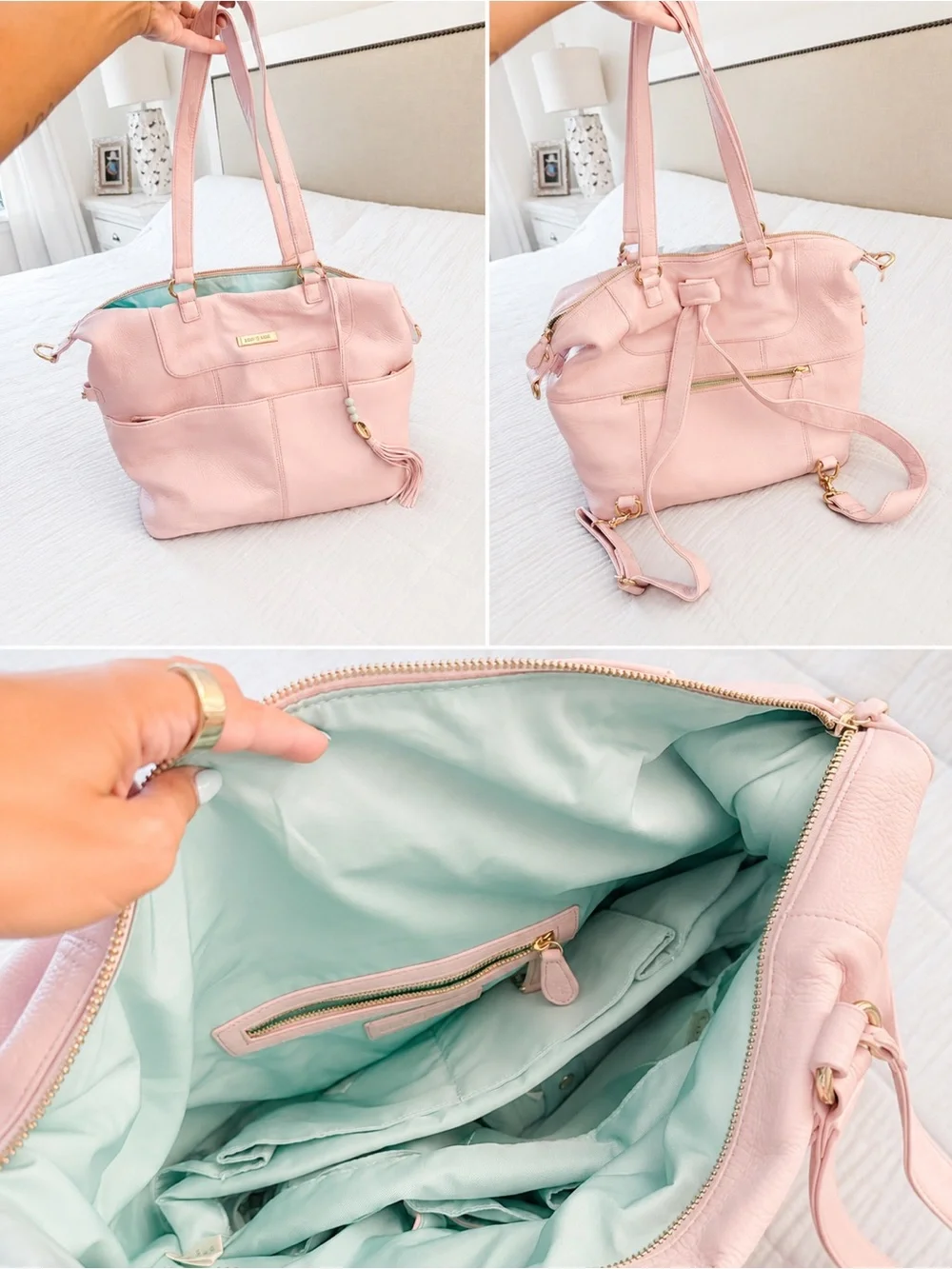Leather Lily Jade Diaper Bag w/ Insert